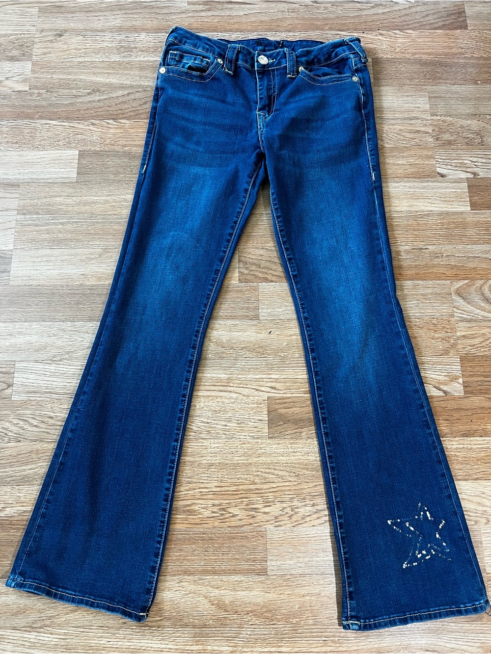 True religion Women’s Dark Blue Flared Jeans with Star Detail
